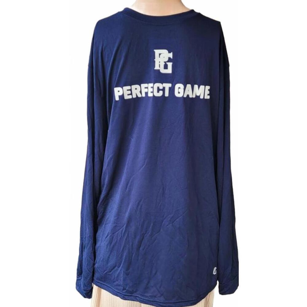 Perfect Game Men Player Long Sleeve Active Sports Apparel Blue Shirt Top Medium
